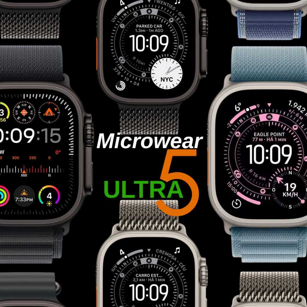Microwear Smartwatch Ultra 5 AMOLED WhatsApp AI ChatGPT Esporte Chamadas Bluetooth Envio Imediato