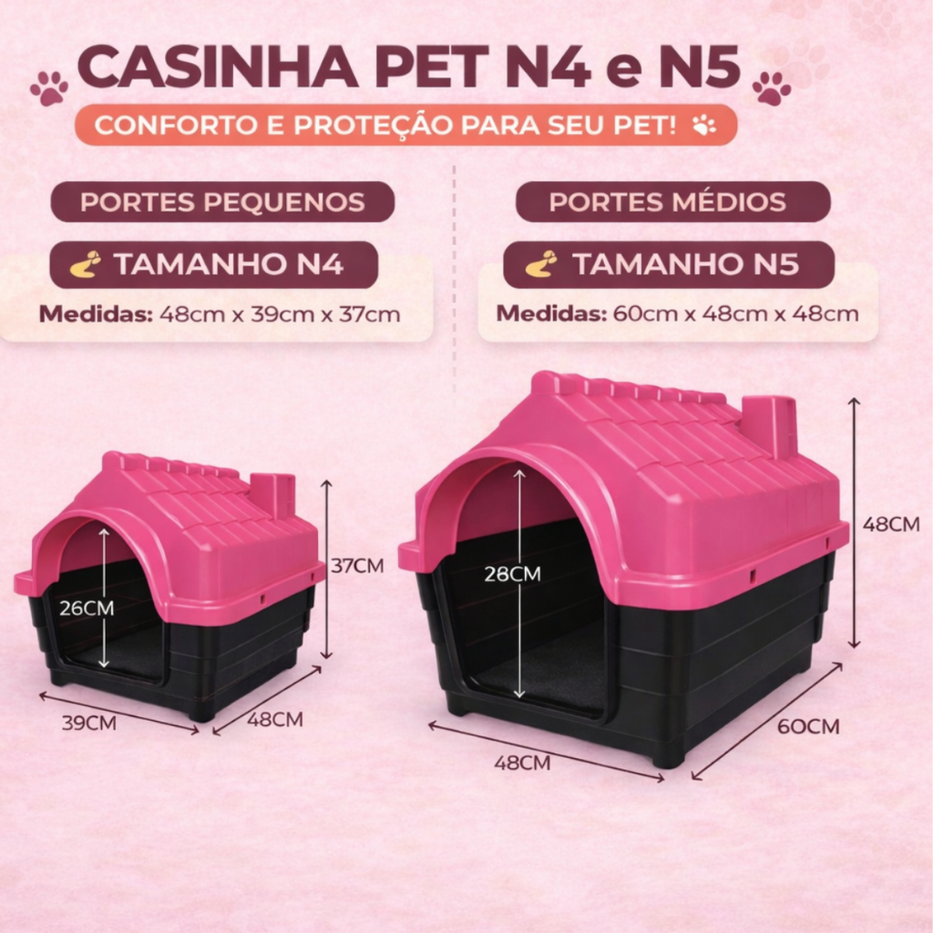 Kit Casa para Cachorro N4 - N5– Casinha Plástica + Colchonete + Comedouros | Pronta Entrega em Oferta na Shopee