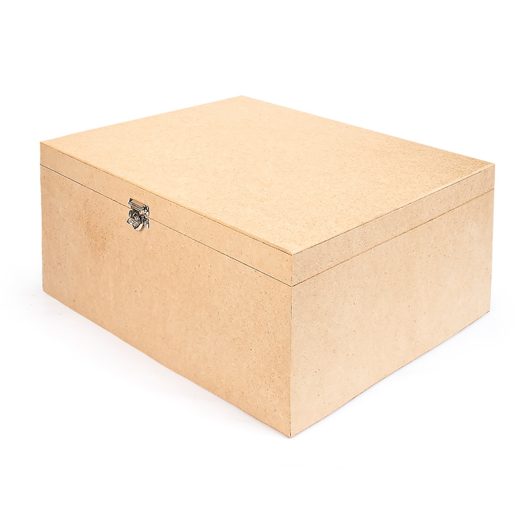 Caixa Grande Lisa Com Fecho Para Cadeado 50x40x20 em Mdf Cru em Oferta na Shopee