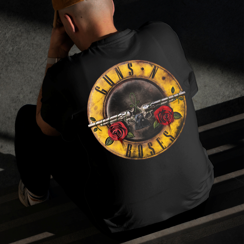 Camiseta Masculina Estampada Guns N' Roses Brasão 100% Algodão Estilo Conforto Diário Tamanho P GG