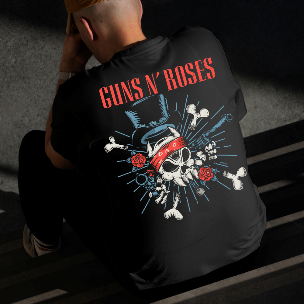 Camiseta Masculina Estampada Guns N' Roses Bandagem 100% Algodão Estilo Conforto Diário Tamanho P GG