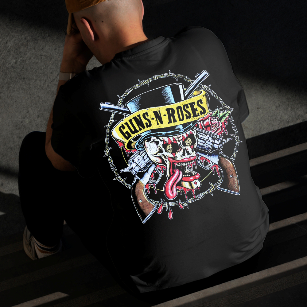 Camiseta Masculina Estampada Guns N' Roses Língua 100% Algodão Estilo Conforto Diário Tamanho P GG