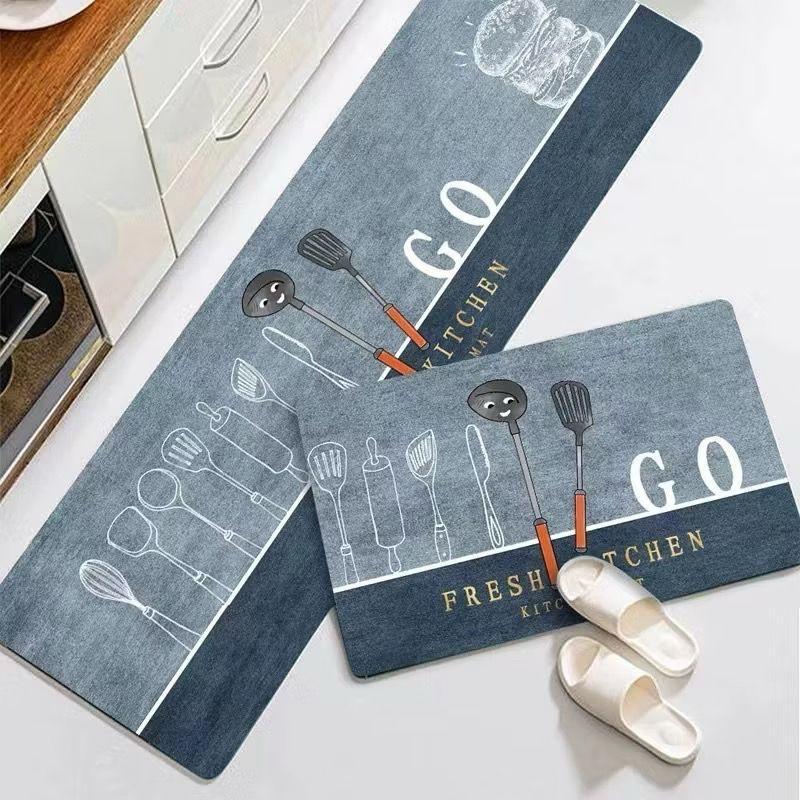 Jogo de Passadeira Para Cozinha 2 Peças Estampado 100% Poliéster Base Antiderrapante em Oferta na Shopee