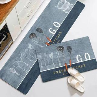 Jogo de Passadeira Para Cozinha 2 Peças Estampado 100% Poliéster Base Antiderrapante em Oferta na Shopee