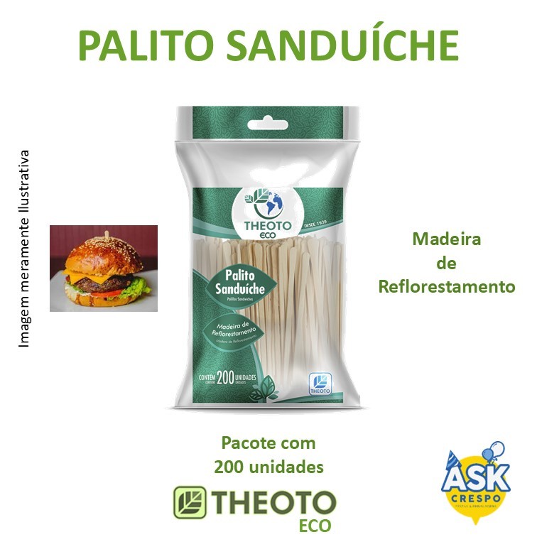 Palito para Sanduíche Theoto Eco - Pacote com 200 unidades