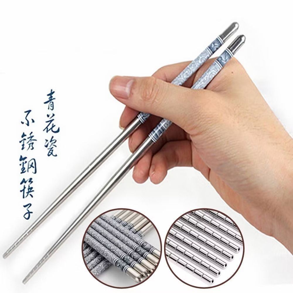 Kit C/ Até 10 Pauzinhos Hashi Estampados De Flores De Porcelana Em Estilo Retro Com Hash Raxi Palitinho Azul e Branco