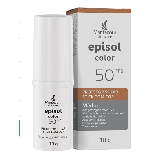 Protetor Solar Facial Episol Color Stick Fps50 Cor Médio 18g