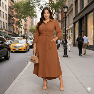 Vestido Feminino Longo Chemise Com Faixa Cintrura P ao G3 Plus Size Camisa Longa Gestante Mullet Botões Tecido Duna em Oferta na Shopee