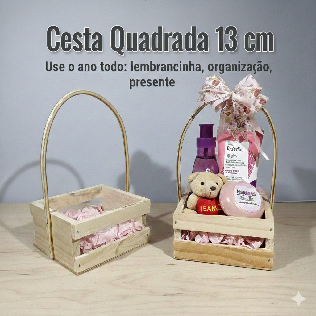 Kit 10 Cesta Madeira Quadrada 13cm com Alça Pascoa Presente Natal Cosméticos mimos decoraçao em Oferta na Shopee