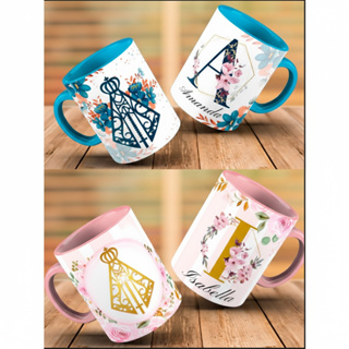 Caneca Personalizada Nossa Senhora Aparecida com Sua Inicial e Nome de Porcelana Fé PRESENTE DE PÁSCOA em Oferta na Shopee