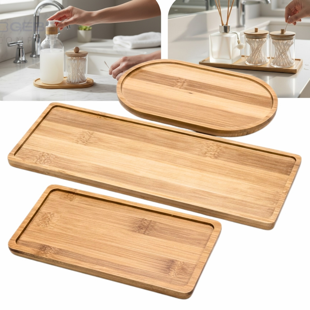 Bandejas de Bambu Multiuso Retangular / Oval Lavabo Café Cozinha