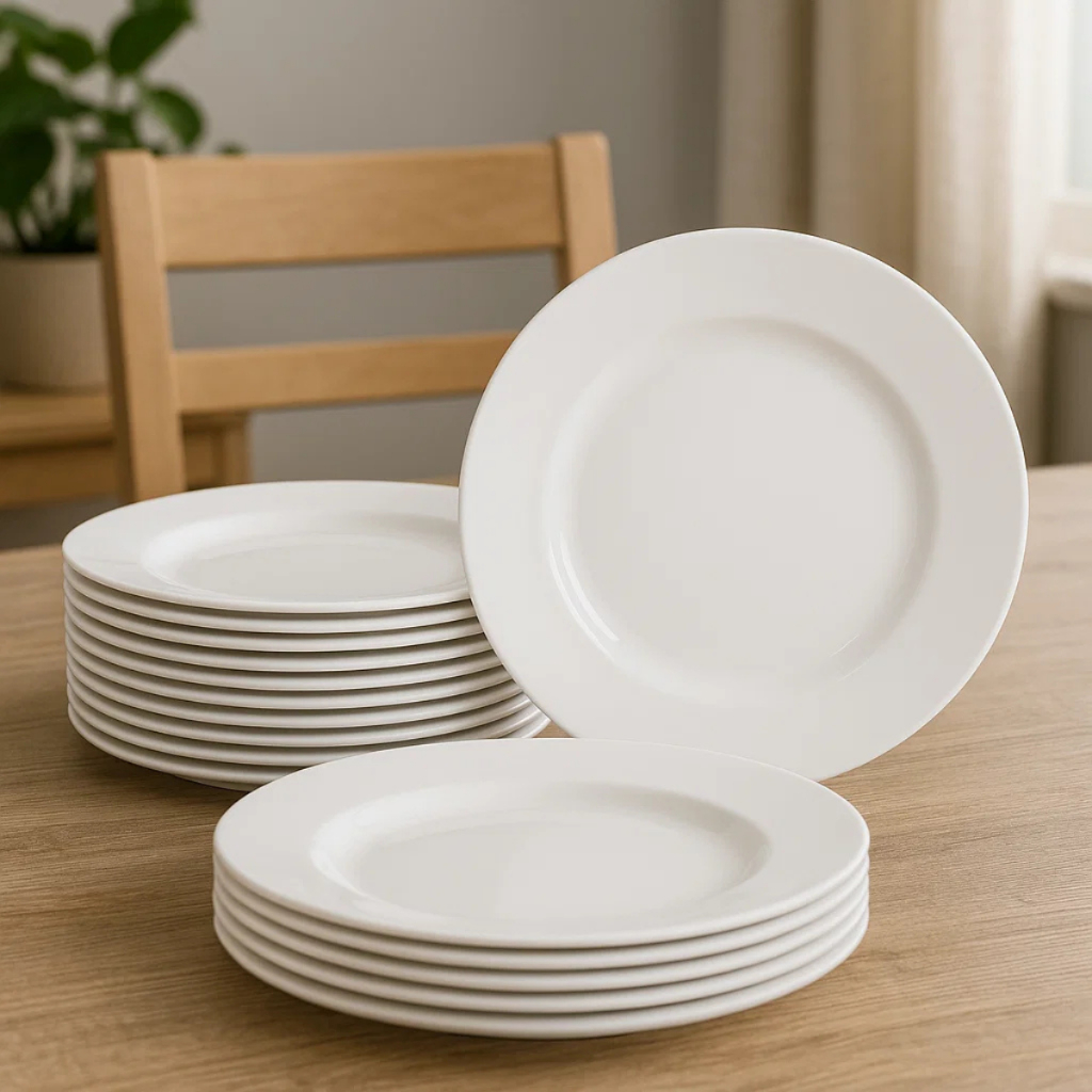 Kit 36 Prato De Sobremesa Em Melamina 18cm Branco Raso