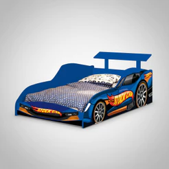 Cama Infantil Solteiro Carro Stock Car em MDF com Aerofólio Design Divertido para Quarto de Menino