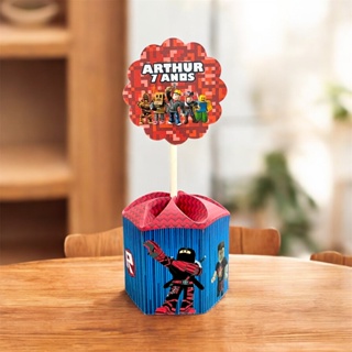 Centro de Mesa Roblox - Vermelho  Com Nome e Idade Personalizado Para Festa Lembrancinha em Oferta na Shopee