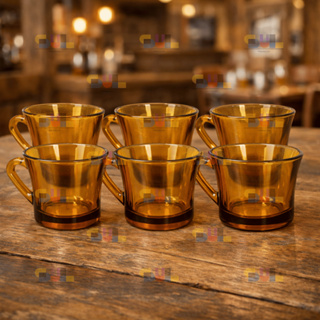 Jogo de Xicara 6 Peças Xicaras 200ml SINO AMBAR Escura Marrom Vidro Chá Café Conjunto Louça Classica em Oferta na Shopee
