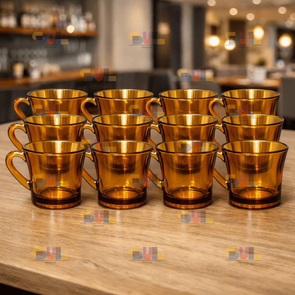 Jogo de Xicara 12 Peças Xicaras 200ml SINO AMBAR Escura Marrom Vidro Chá Café Conjunto Louças Retro em Oferta na Shopee