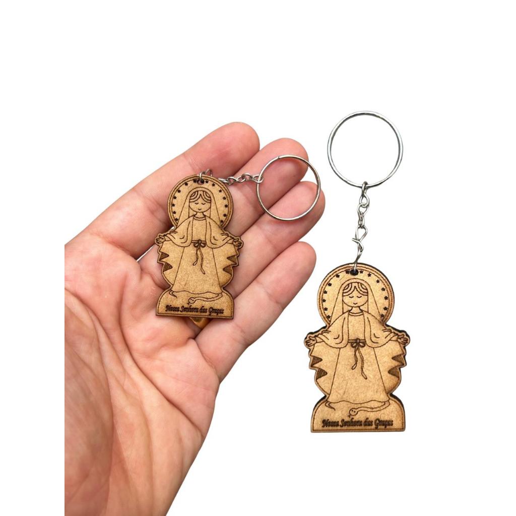 kit 24 chaveiro nossa senhora das graças p/ lembracinha em mdf