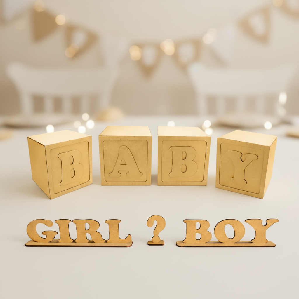 Cubo Baby 10x10cm festa , chá revelação, chá de bebê + display de mesa BOY ? GIRL em Oferta na Shopee