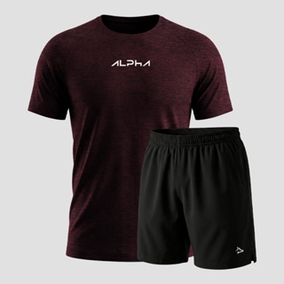 Kit Bermuda Lobo+Camiseta New Fluid Dry Fitness Alpha em Oferta na Shopee
