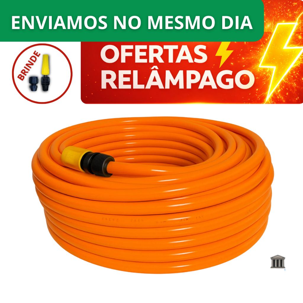 Mangueira de Jardim Siliconada Metros Laranja Kit Completo Reforçada