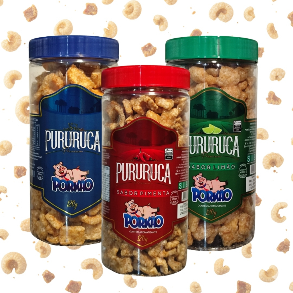 KIT 3 Potes Pururuca Torresmo Porkão 360g Sabores Low Carb para Churrasco Petisco Frito na Banha em Oferta na Shopee