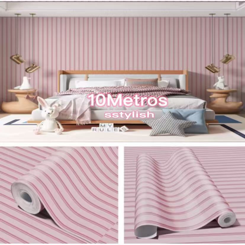 Papel de Parede  Adesivo Rosa R 10 METROS x 45CM Decoraçao Quarto Sala Autocolante Facil Aplicaçao
