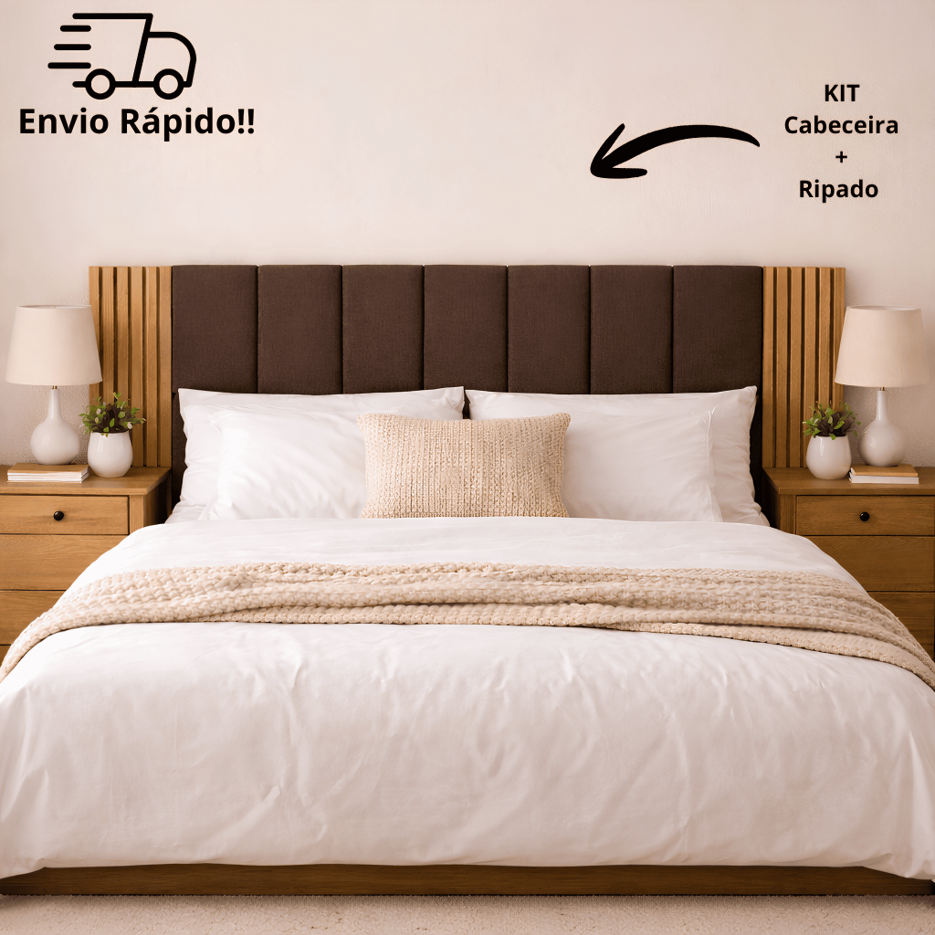 CABECEIRAS DE CAMA + PAINEL DECORATIVO DE RIPADO CAMAS CASAL QUEEN KING - ENVIO RÁPIDO!