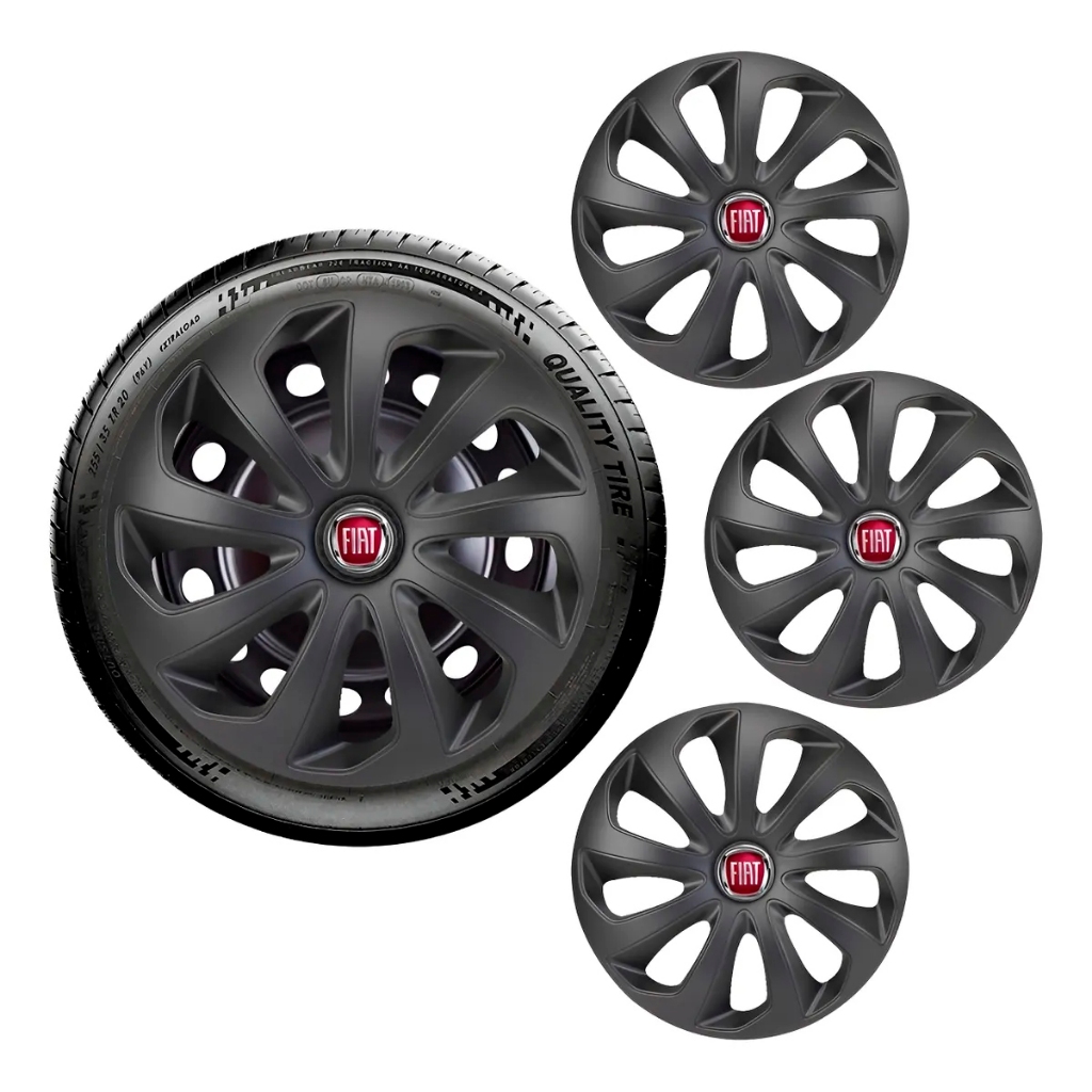 Calota Jogo Aro 14 Ds4 Verm Fiat Palio Uno Idea Strada Punto