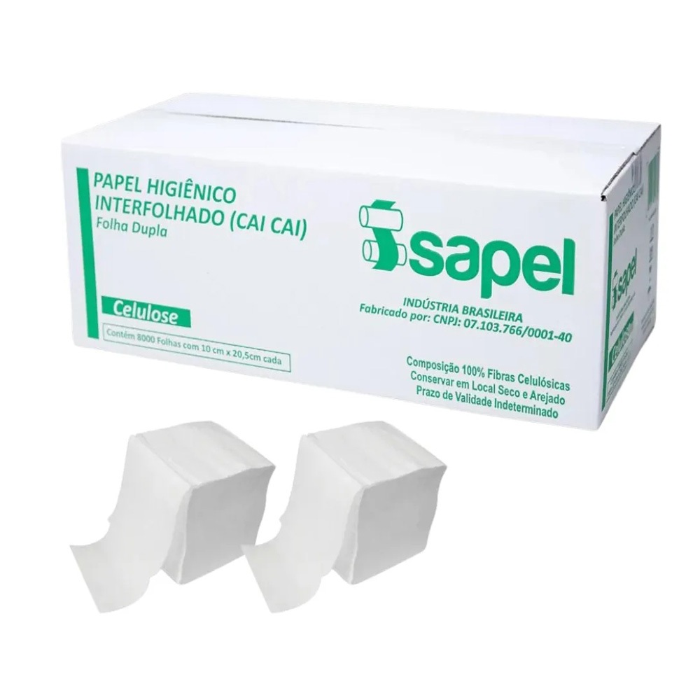 Papel Higiênico Interfolhado Cai Cai Folha Dupla 8000 folhas