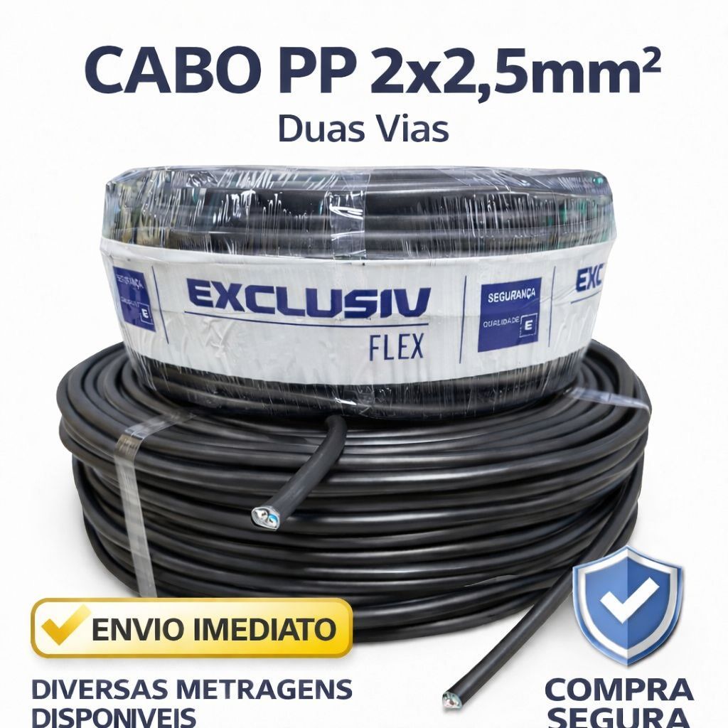 Cabo Comando PP 2x2,5 mm 100 metros 50 metros 40 metros e 30 metros em Oferta na Shopee