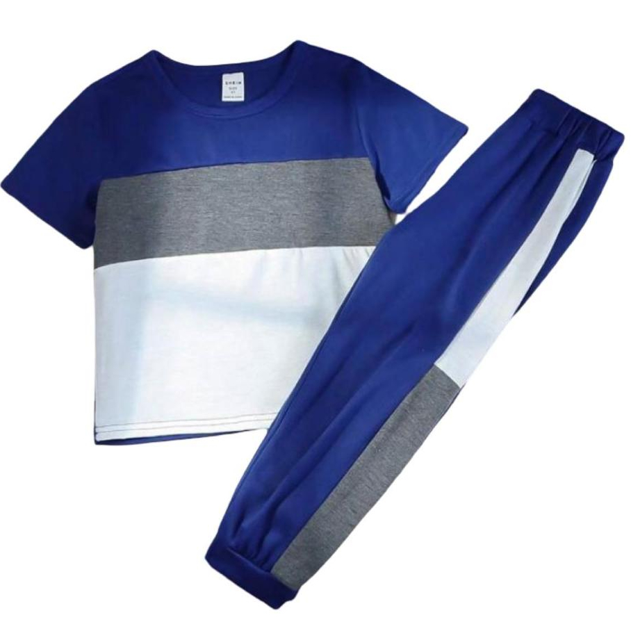 Conjunto Infantil Menino Camiseta Color Block e Calça Jogger Confortável - Tamanho 6 Anos