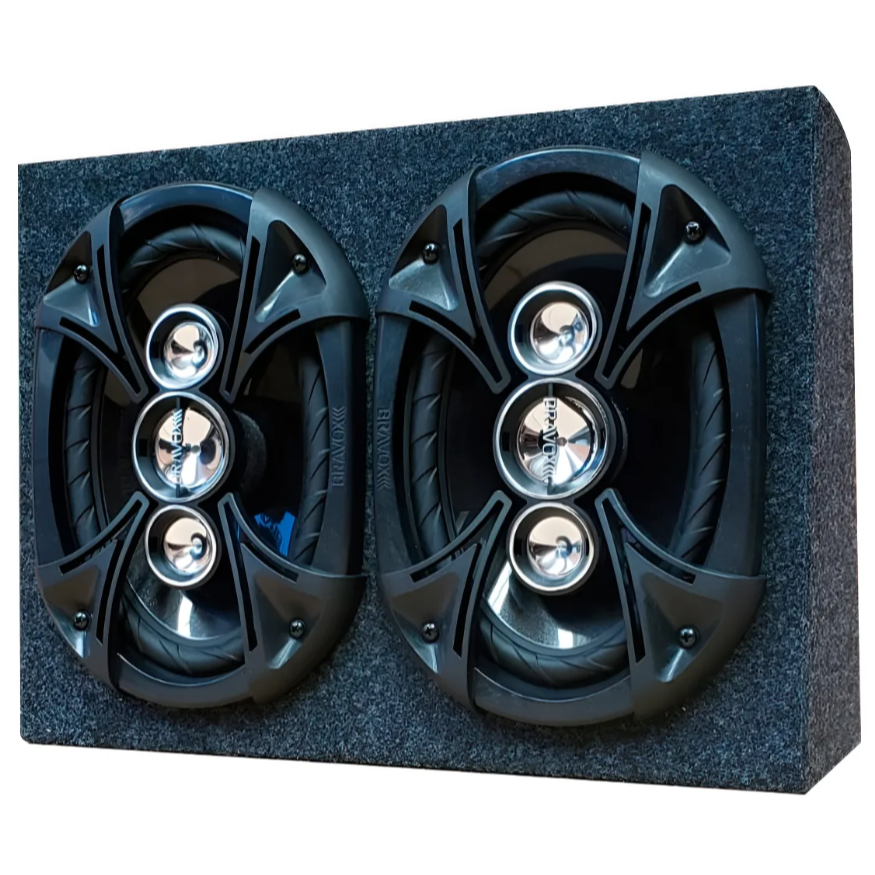 Alto Falante Forte 6x9 69 Bravox B4x 220wrms+ Caixa Carro Grafite