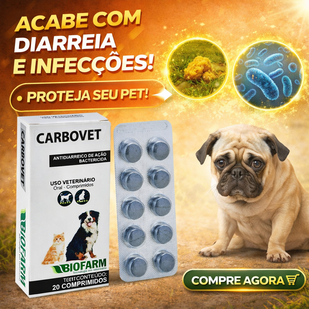 Carbovet Biofarm Antidiarreico e Bactericida - 10 comprimidos