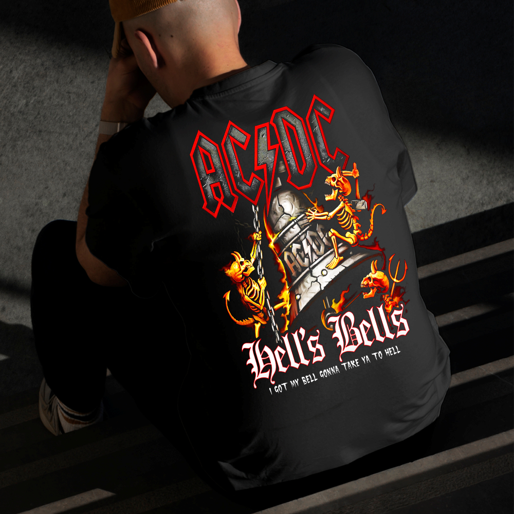 Camiseta Masculina Estampada AC DC Sino 100% Algodão Estilo Conforto Diário Do Tamanho P ao GG