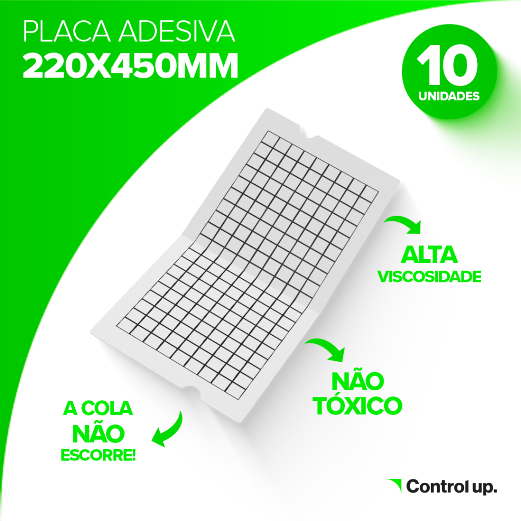 Kit 10 Placas Adesivas Refil 450x220 Para Armadilha Luminosa Atrai Pega Moscas Reposição