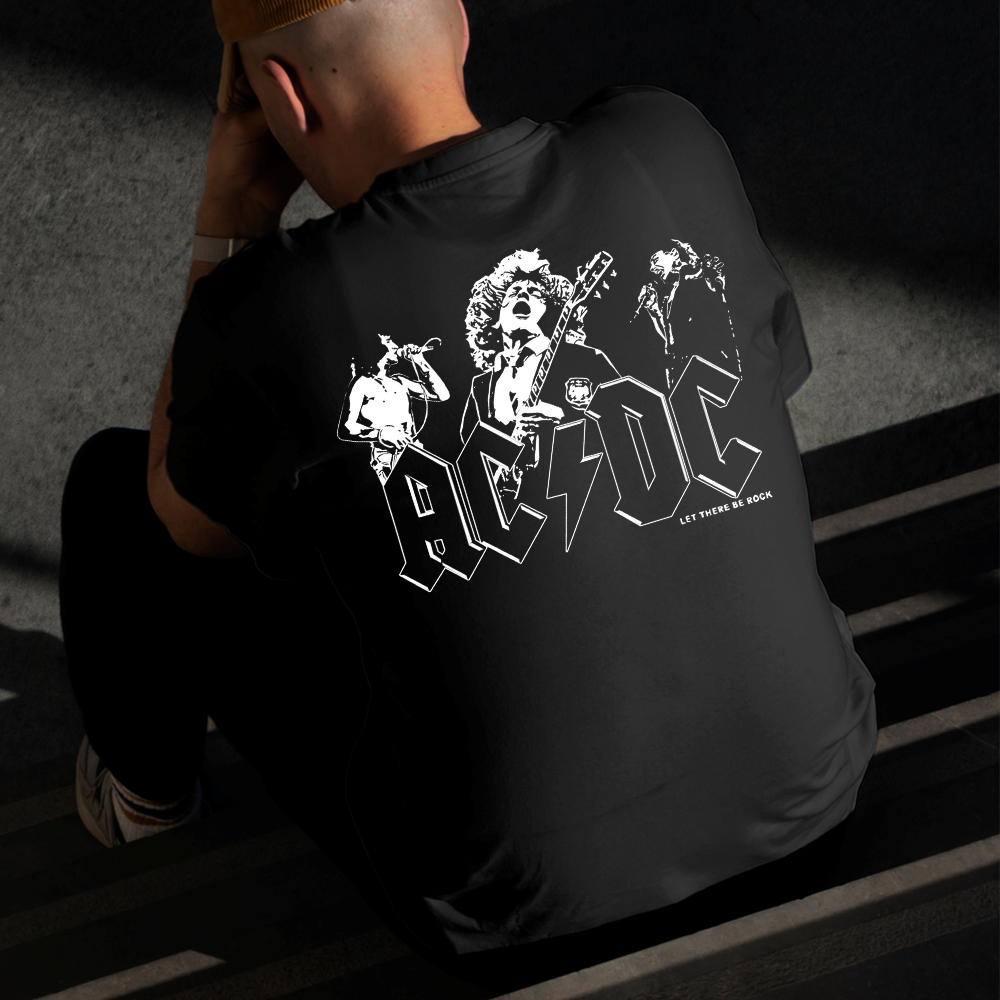 Camiseta Masculina Estampada AC DC Cantores 100% Algodão Estilo Conforto Diário Do Tamanho P ao GG