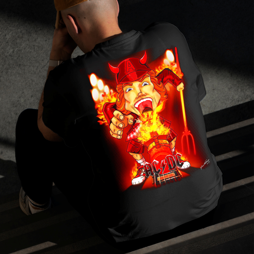 Camiseta Masculina Estampada AC DC Opositor 100% Algodão Estilo Conforto Diário Do Tamanho P ao GG
