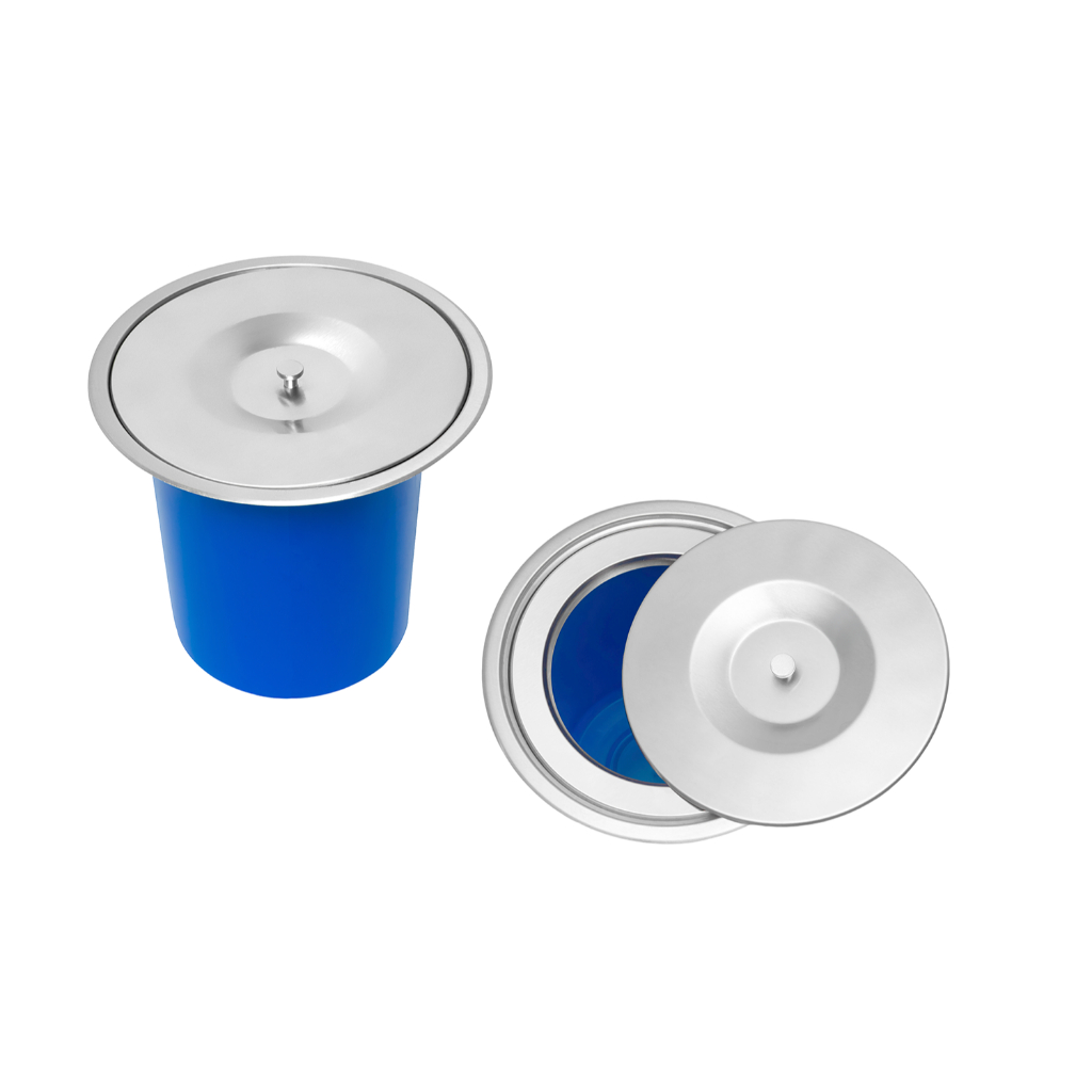 Lixeira Pia Cozinha Embutir Bancada Granito 5 Litros Inox Escovado Balde Plástico