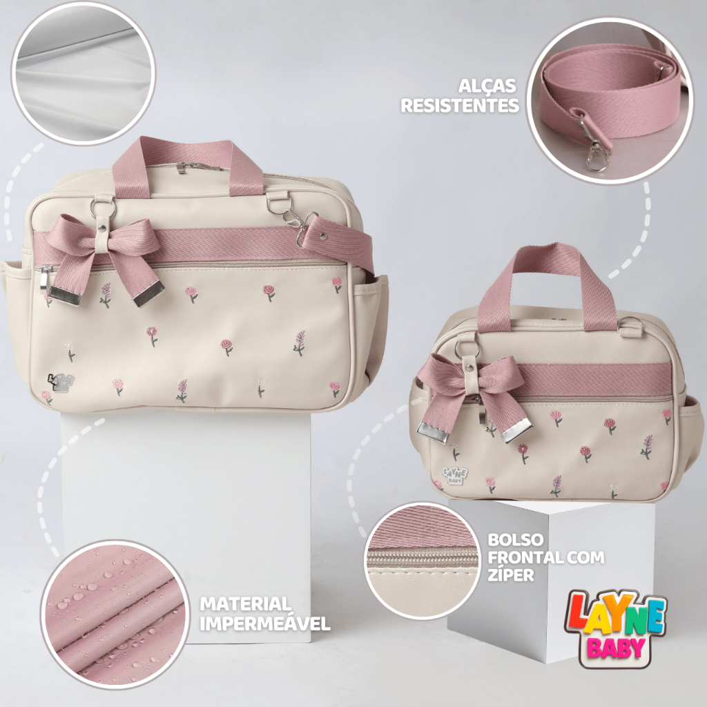 Bolsa Maternidade Menino Menina Kit com 2 Peças Mamãe e Bebê Luxo Impermeável Multifuncional Fraldas