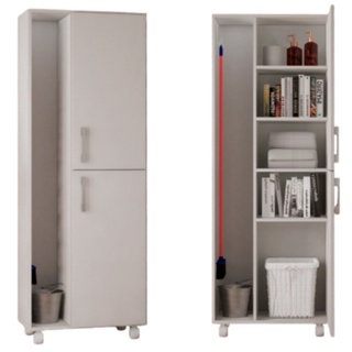Armário Vertical Multiuso para Produtos de Limpeza com Rodinhas Porta Vassoura Prático e Resistente em Oferta na Shopee