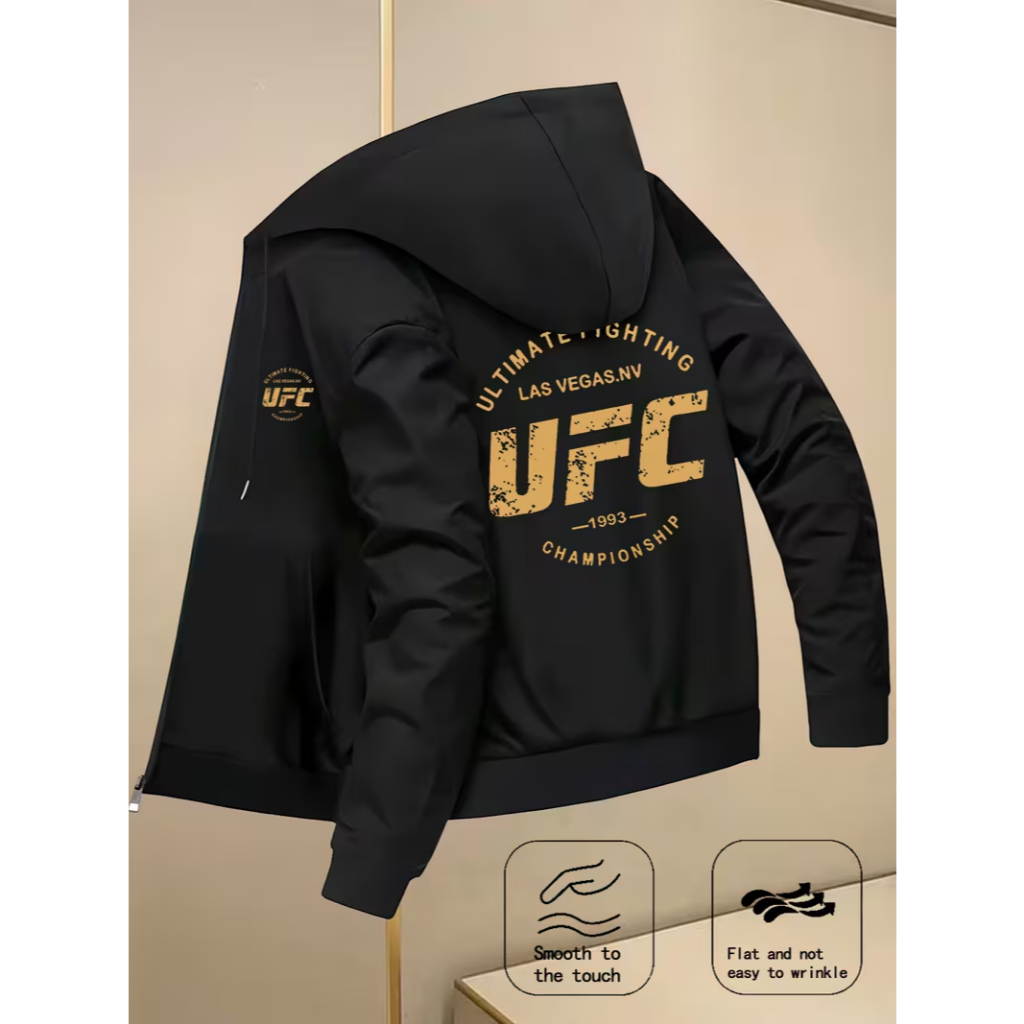 Jaqueta Corta Vento Masculina UFC Estampa Exclusiva Com Capuz, Bolso e Zíper  Academia Corrida Esportes Fitness Treinos