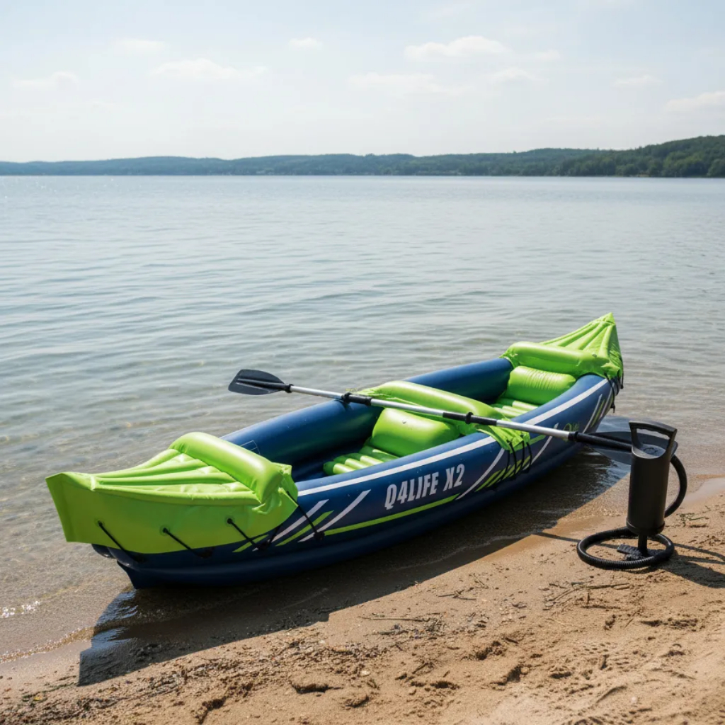 Caiaque Inflável para 2 Pessoas com Kit Completo | Remo, Assentos e Bomba