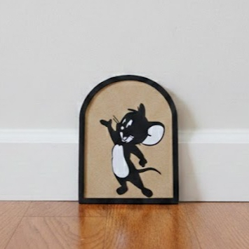 Portinha Decorativa Jerry Tom e Jerry 3D MDF - Enfeite Criativo de Rodapé Geek Nerd Infantil