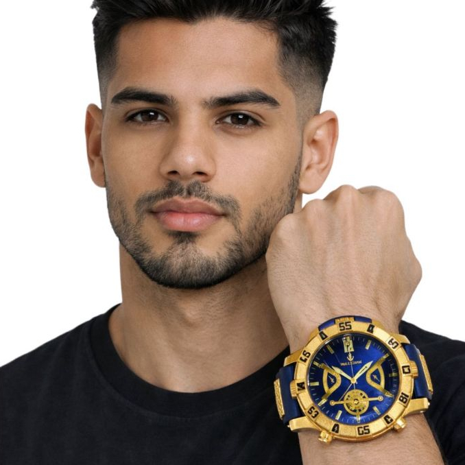Relogio Masculino Luxo Esportivo Robusto Dourado Premium Resistente