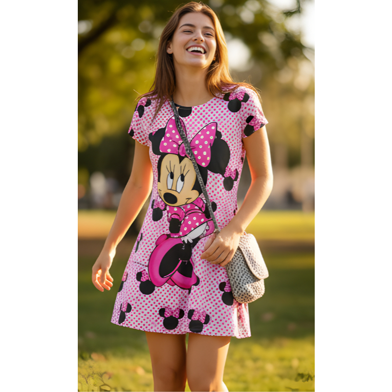 Vestido Adulto ou Infantil - Minnie Rosa em Oferta na Shopee