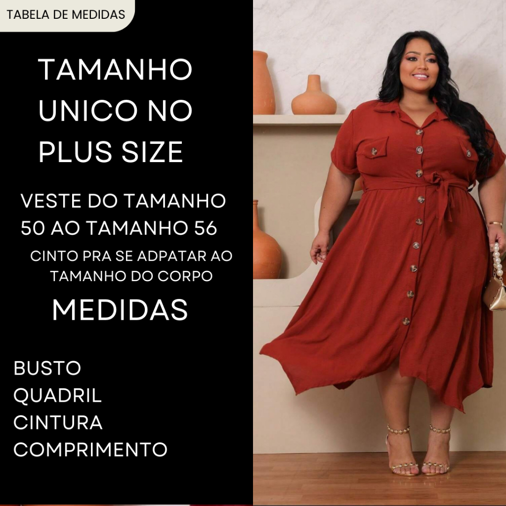 Vestido Chemise Feminina Plus Size Longa Tamanho Grande Boho Chic Botoes Midi Bico Camisão Chamise com cinto