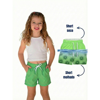 Short Banho Infantil Feminino Estampa Mágica Que Revela Desenho Ao Molhar Poliéster Elastano Verão em Oferta na Shopee