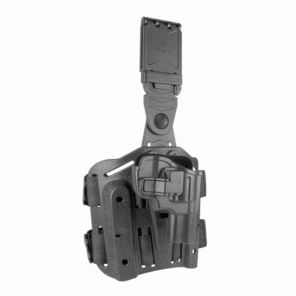 Coldre Tático de Coxa /Bélica Militar / para Revólver 5 Tiros – Alta Resistência~Seguro~Confortável | Preto