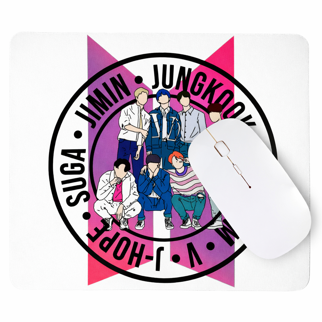 Mousepad BTS Integrantes Branco Escritório K-Pop Idols Estudo Escola Lazer Alta Qualidade
