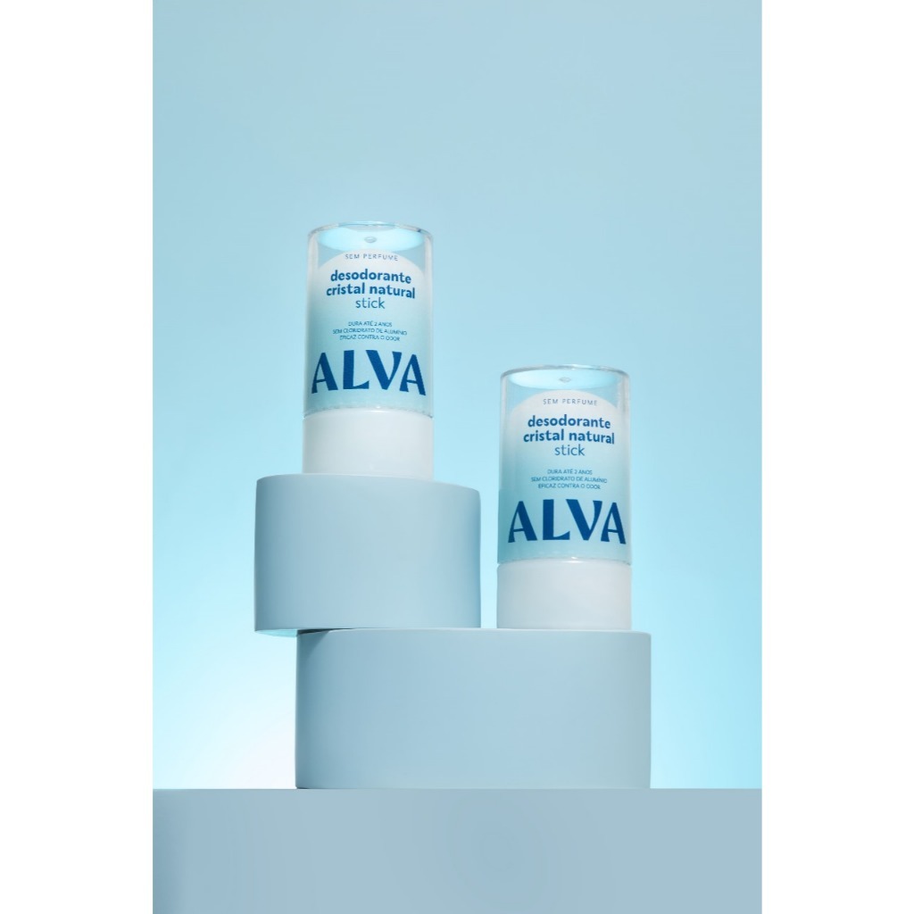 Desodorante Natural Pedra Cristal Alva Stick Kristall Sensitive Kit 2 120g
